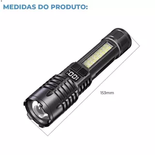 Lanterna Recarregável Led com painel status de bateria carregador USB Bivolt