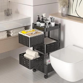 Cesto Carrinho Organizador Multiuso Decoração 4 Prateleiras Com Rodinhas Dobrável METAL em Oferta na Shopee