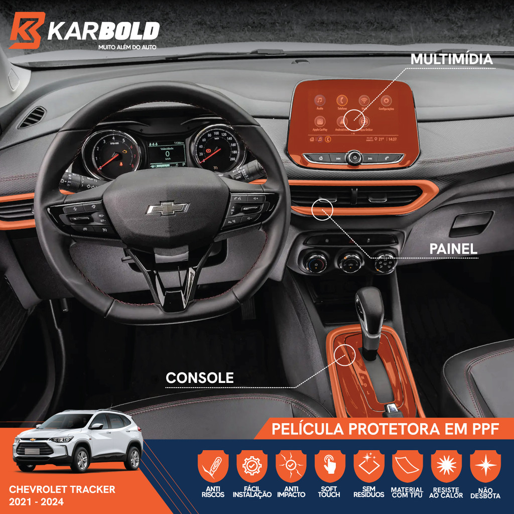 Kit Película PPF Chevrolet Tracker Painel e Console Completo 2021 Até ...