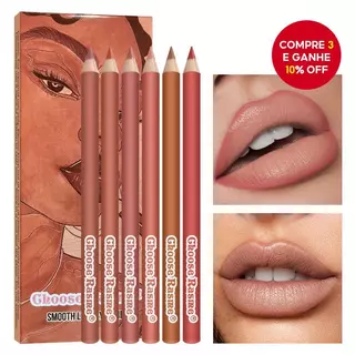 Conjunto De Maquiagem De Batom Nude À Prova D'água De 6 Peças Lipliner em Oferta na Shopee