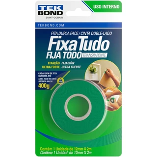 Fita dupla face acrílica 12 mm x 2 m uso interno - Fixa Tudo - Tekbond em Oferta na Shopee