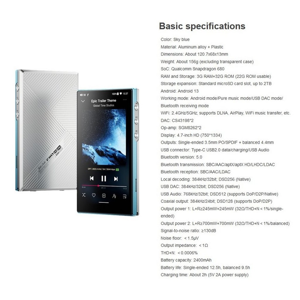 Media Player de Áudio DAP Fiio JM21 Preto - DAC / Amplificador de