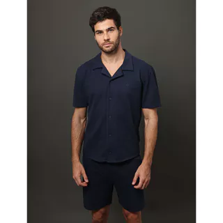 Camisa Masculina Soft Gola Cubana Calvin Klein Jeans - Marinho em Oferta na Shopee