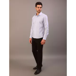 Camisa Manga Longa Slim Cannes Básica Essential - Azul Claro em Oferta na Shopee