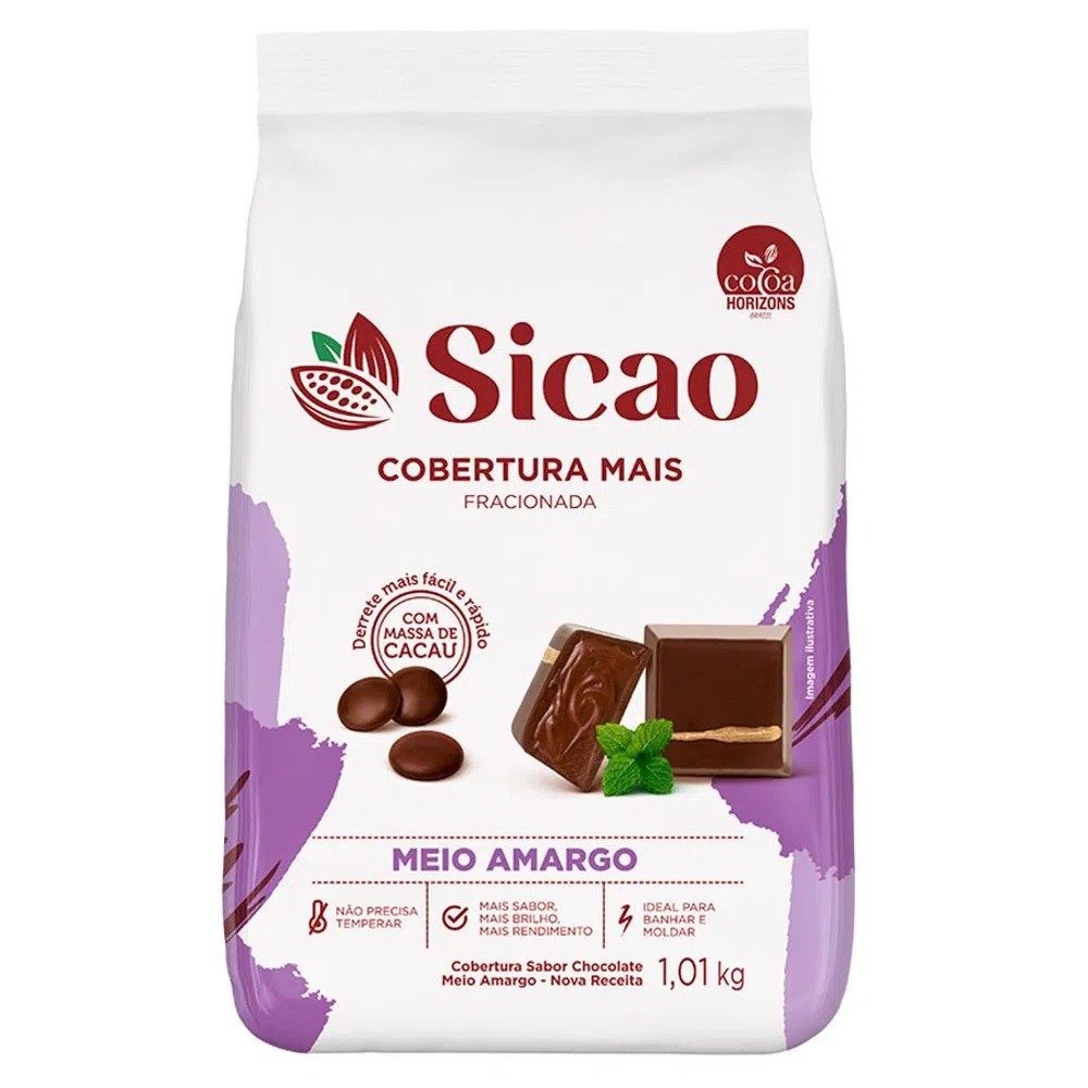 Cobertura Fracionado Mais Meio Amargo Gotas 1,01kg Sicao