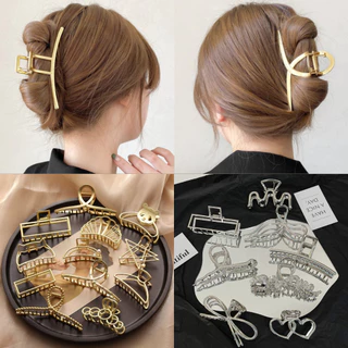 Kit 1/3/6 Peças Piranhas de Cabelo em Metal Dourado e Prata/ Presilha Prendedor Feminino/ Vários Modelos Elegantes - WL em Oferta na Shopee