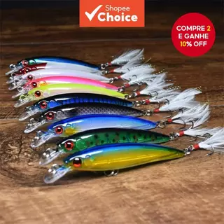 1 Peça 9cm 7g Isca De Pesca Premium Minnow 3D Olho Plástico Duro Artificial Gabarito Shaker Para Água Salgada Doce em Oferta na Shopee