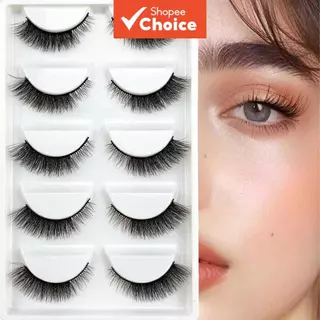 5-Pares de Cílios Postiços 3D Macios e Longos Fáceis de Usar em Oferta na Shopee