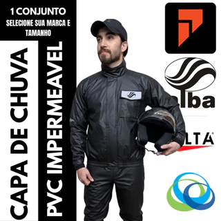 Capa chuva moto conjunto PVC impermeável 100% refletivo costas Pioneira Combate Alba Europa Delta Flex Brascamp MotoRace em Oferta na Shopee