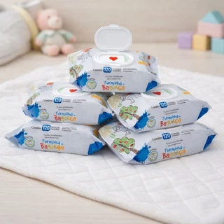 Kit com 05 Pacotes de Toalhas Umedecidas Turminha da Bagunça - 120 folhas 20x13 cm 98% Água em Oferta na Shopee