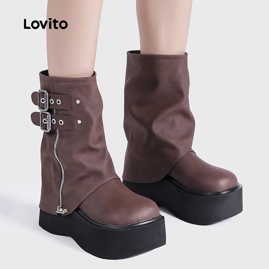 Lovito Botas Plataforma Casuais para mulheres LFA103093