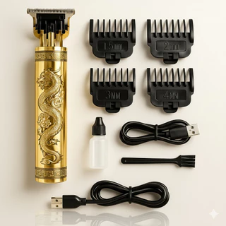 Máquina de Cortar Cabelo Recarregável Profissional – Kit Completo Barbeador Elétrico Masculino