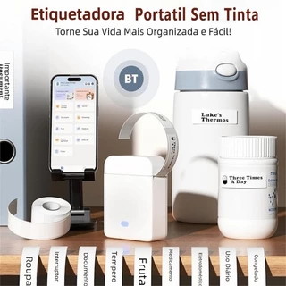 Impressora De Etiquetas Bluetooth Portátil Modelo L12-Inclui 1 Rolo De Papel De Etiqueta