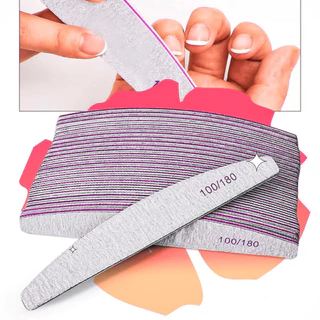 Kit 25 Lixas de Unha Banana/Bumerangue 100/180 Lavável Profissional Para Gel Acrílico Fibra Manicure Pedicure Salão em Oferta na Shopee