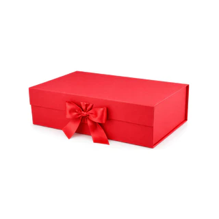 Caixa Presente Vermelha Rígida Dobrável com Fecho Magnético e Cetim 28x20cm
