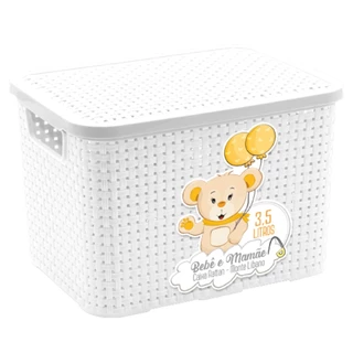 Caixa Organizadora Rattan Branca Com Tampa 3,5 Litros Linha Bebê e Mamãe Para Roupas E Brinquedos em Oferta na Shopee
