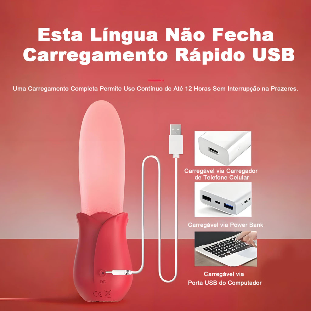Vibrador rojo de lengua realista ofrece una estimulación versátil para clítoris, pezones y punto G con 10 potentes modos de vibración