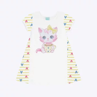 Pijama Camisola Gatinha Infantil Feminina Kyly 1000441 em Oferta na Shopee