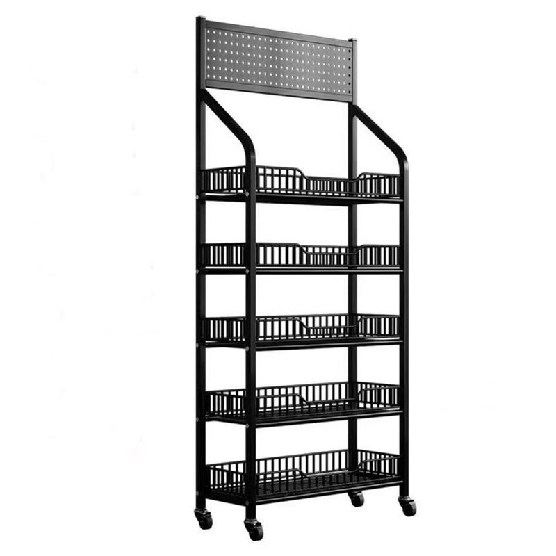 Snack Storage Rack Food Beverage Mobile Display Rack Multi-layer Floor ...