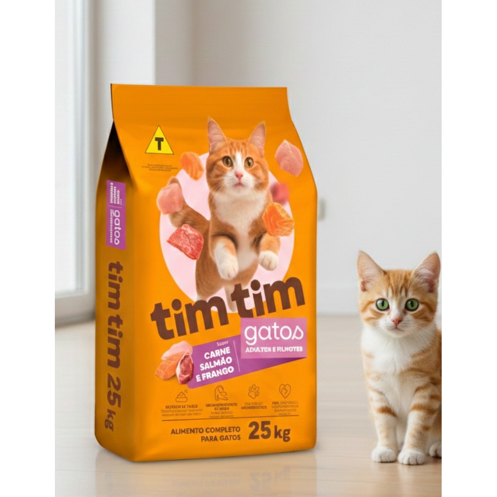 Ração Gato Adulto Filhote TimTim Cat Carne 25kg Todas as Raças Idades ...
