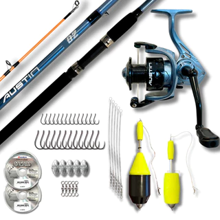 Kit Completo Para Pesqueiro Vara Maruri Austin 1,80m 60lbs 2p + Molinete Austin 6000 Azul 10kg Drag em Oferta na Shopee
