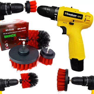 Parafusadeira Edttion 12V + Jogo Escovas Rotativas Titanium em Oferta na Shopee