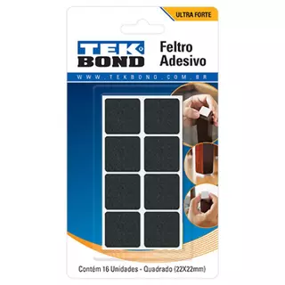 Feltro protetor adesivo quadrado 22 mm com 16 unidades - TekBond em Oferta na Shopee