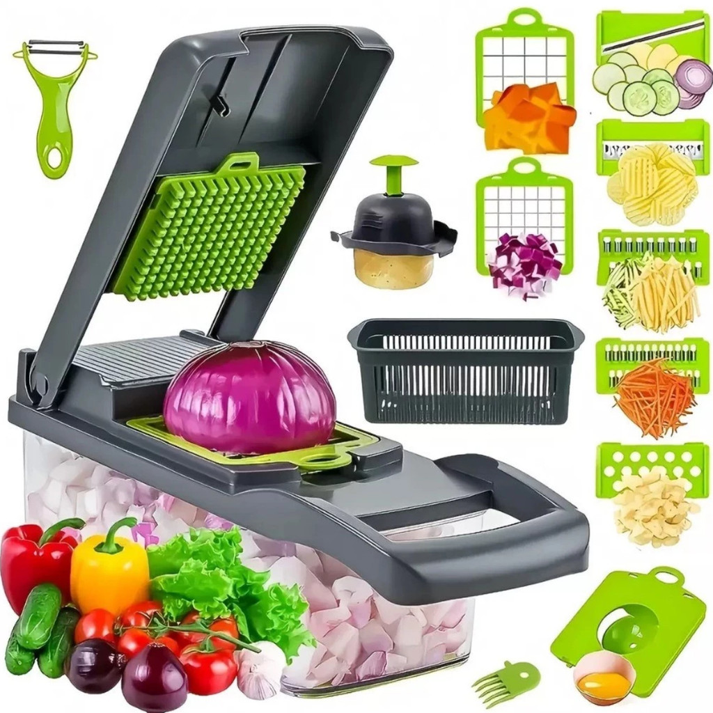 Cortador Fatiador De Legumes 16 Em 1 Com Lâminas Inox Ralado