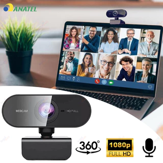 Câmera Webcam Full HD 1080p Microfone Integrado Giratório 360° Regulagem Livre Ideal para PC Notebook e Home Office