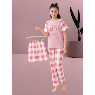 Pijama Infantil 3 peças Menina com Calça e Shorts | Conjunto Verão & Inverno | Moda Infantil Confortável e Tendência em Oferta na Shopee