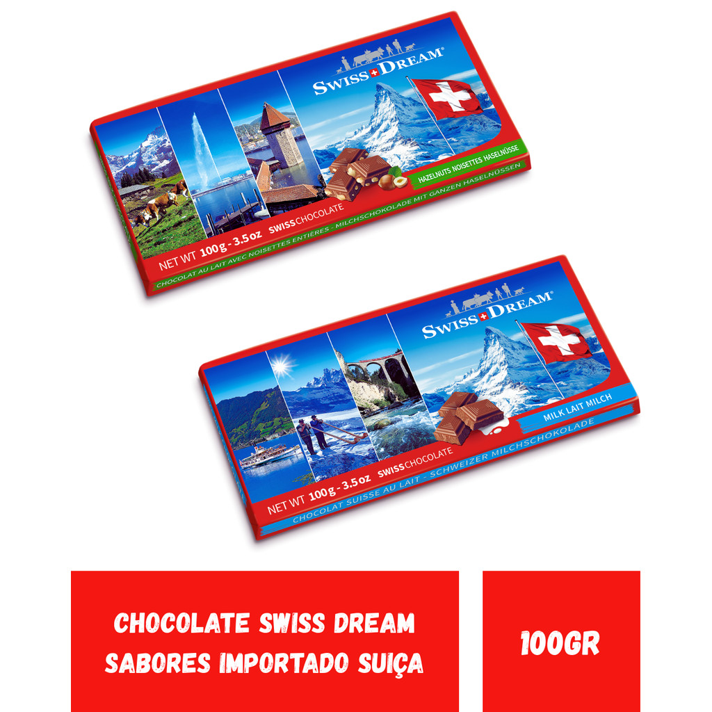 CHOCOLATE SWISS DREAM SABORES IMPORTADO SUIÇA 100G | Shopee Brasil