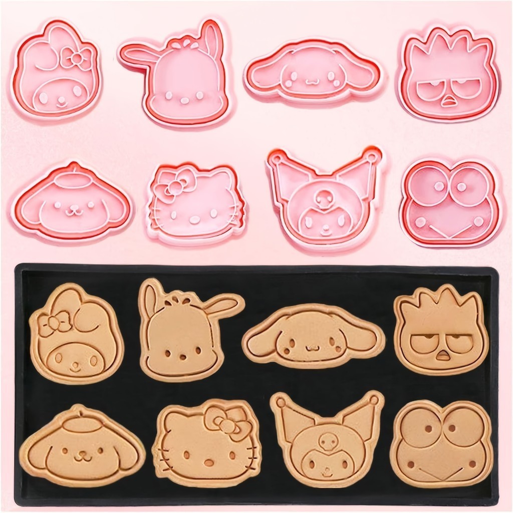Kit 8 Moldes Biscoito 3D Plástico Seguro Alimentar | Cortado