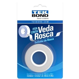 Fita veda rosca 18 mm x 25 metros Blister Tekbond em Oferta na Shopee