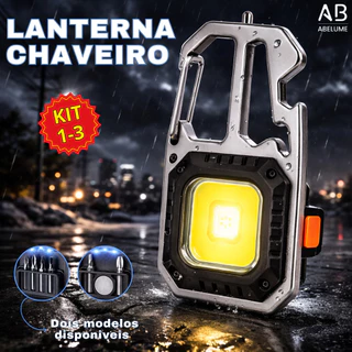 Mini Lanterna Refletor 7 em 1 com Ferramentas Recarregável Aleatória Abridor de Lata e Chaveiro