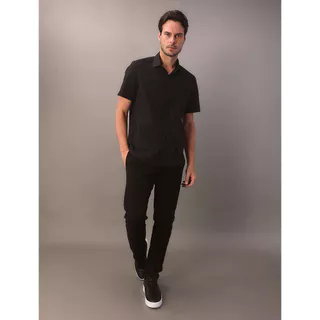 Camisa Manga Curta Algodão Com Elastano - Preto em Oferta na Shopee