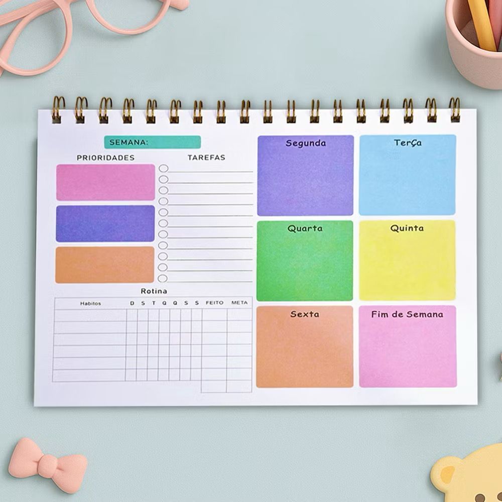 Planner para Anotações Semanal em português com Capa de Acetato – 50 ...