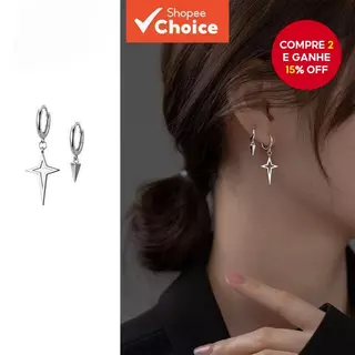 We Flower Minimalista Prata Estrela Cruz Brincos De Argola Para Mulheres Unissex Hip Hop Street Fashion em Oferta na Shopee