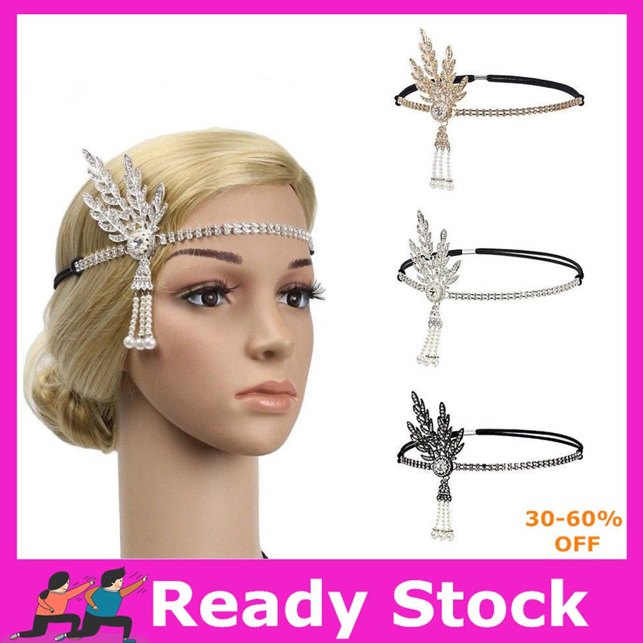 1920s Flapper Great Gatsby Headband Pearl Charleston Festa De Noiva ...