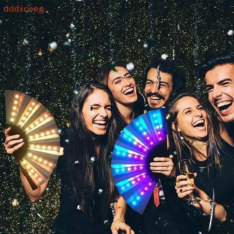 Leque com luzes LED leque dobrável para festas adereço para criar um ...