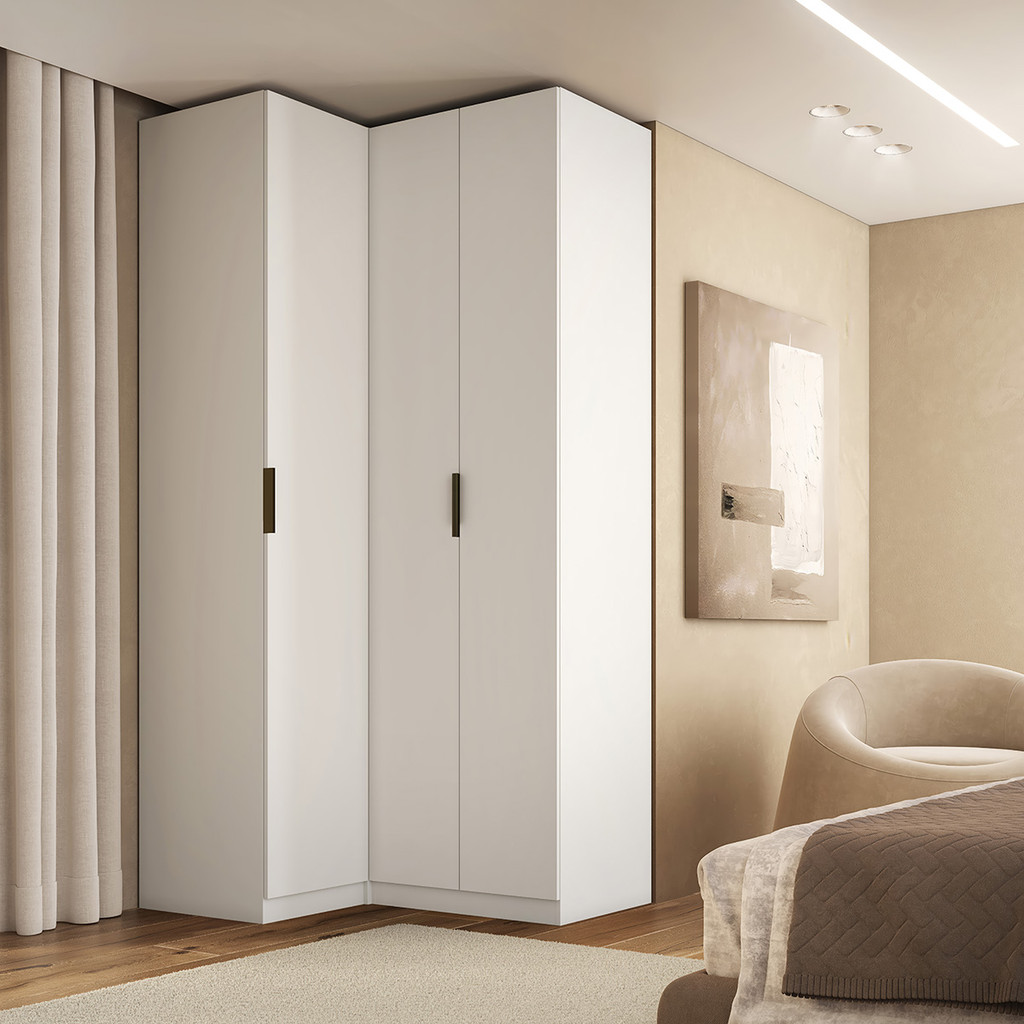 Guarda Roupa de Canto Reto 3 Portas MDF Altezza Clean Belmax | Shopee ...