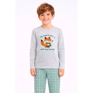 Pijama Infantil Menino Manga Longa Algodão Inverno Família Raposa em Oferta na Shopee