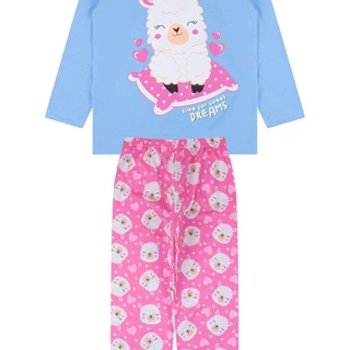 Pijama Infantil Menina Longo Dreams Azul - Alemara em Oferta na Shopee