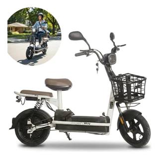 Bicicleta Elétrica 48V Scooter C/Bateria Removível Importway Autonomia Até 25km Velocidade 32kmh Bike Urbana Branca