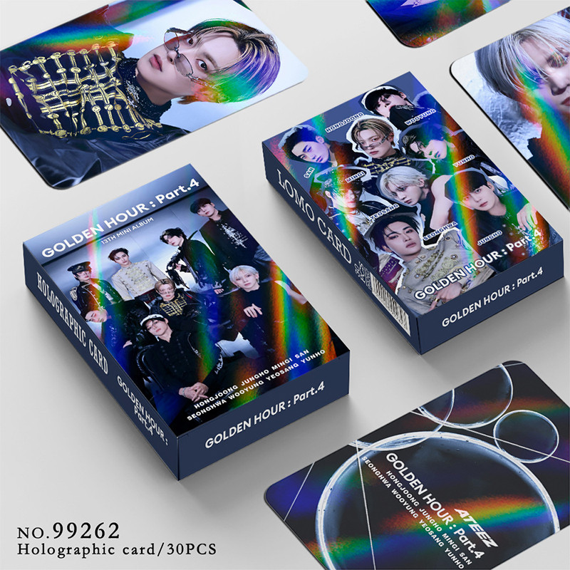 30 Unidades/Caixa ATEEZ Photocard Adrenaline Cartão Holográfico