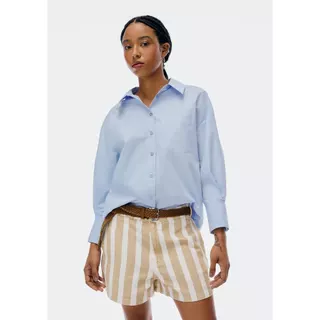 Camisa Feminina Manga Longa Com Bolso em Oferta na Shopee