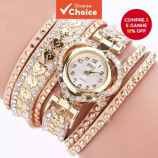 Relógio De Quartzo Feminino Elegante-Mostrador De Strass Em Formato De Coração E Pulseira Longa De Veludo em Oferta na Shopee
