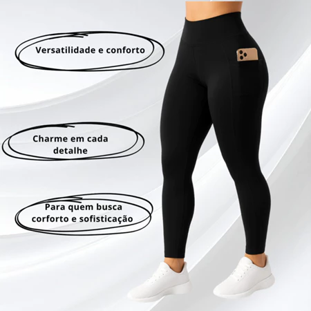 Kit 2 Calça Legging Feminino Bolso lateral Feminina Suplex Cós Largo Academia Fitness Crossfit Verão 2026