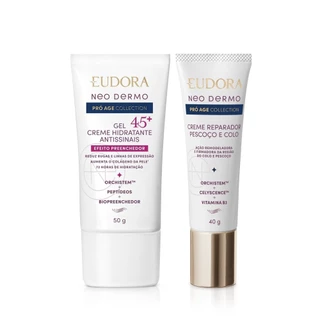 Eudora Kit Neo Dermo Pró Age Collection: Creme Reparador Pescoço e Colo 40g + Gel Facial Antissinais 45+ 50g em Oferta na Shopee