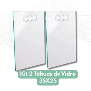 KIT 2 TÁBUAS DE CORTE DE VIDRO TEMPERADO 35X25 CM 6MM