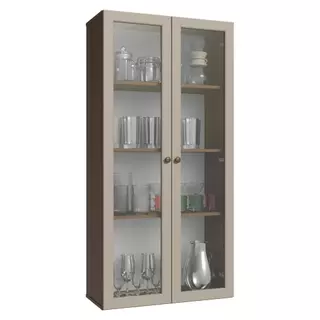 Módulo Cristaleira 70 cm 2 Portas de Vidro Rustic/Crema Vik Madesa em Oferta na Shopee